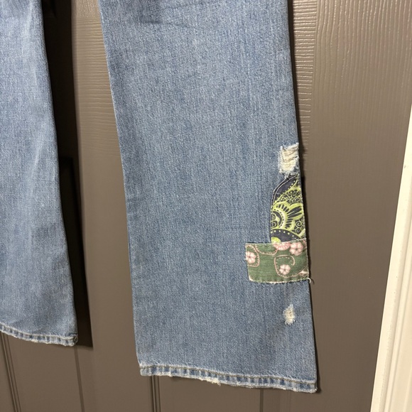 Hollister Patchwork Boho Jeans 7 Blue Boot/Flare Bohemian Hippie Denim - Picture 8 of 16